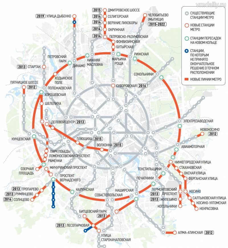 В 2015 году в Новой Москве откроют две станции метро