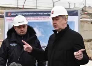 Мэр Москвы Сергей Собянин осмотрел строящуюся станцию метро "Хорошевскаая"