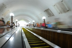 MOSCOW, RUSSIA. JULY 3. 2011. Spots are visible on the walls in Moscow subway where commercial advertisements were taken away. (Photo ITAR-TASS / Valery Sharifulin) Ðîññèÿ. Ìîñêâà. 3 èþëÿ. Íà îäíîé èç ñòàíöèé Ìîñêîâñêîãî ìåòðîïîëèòåíà. Ôîòî ÈÒÀÐ-ÒÀÑÑ/ Âàëåðèé Øàðèôóëèí