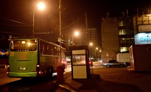 Отправление последнего автобуса по маршруту №960 Москва-Рязань от автовокзала Выхино
