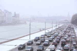 Снегопад в Москве на Тверской улице