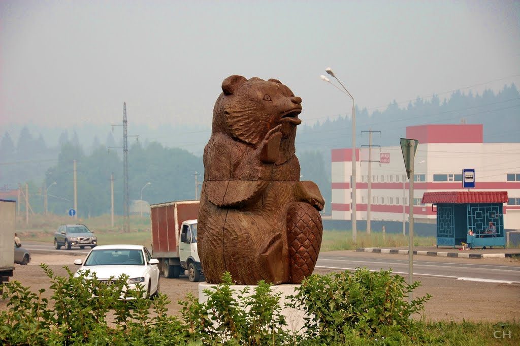 В ходе благоустройства планируется обновить статую медведя — символа поселка Шишкин Лес. Фото предоставлено администрацией поселения Михайлово-Ярцевское