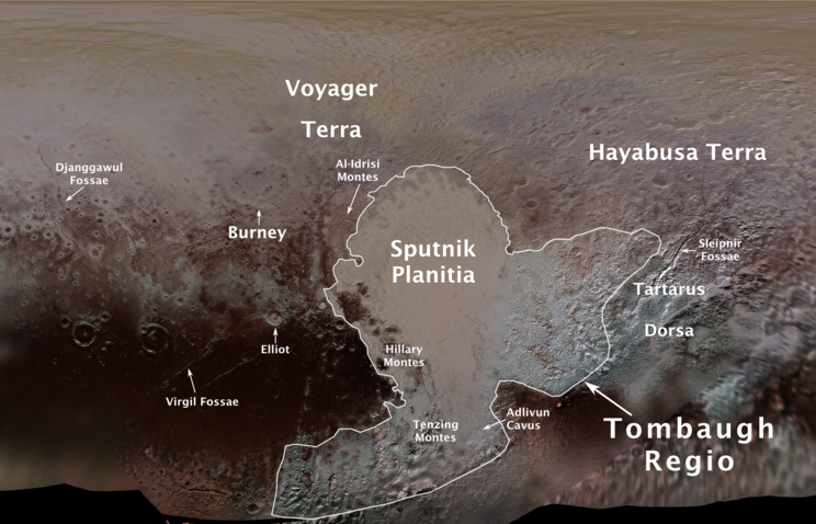 Первые 14 объектов на поверхности Плутона получили официальные названия. Фото: NASA