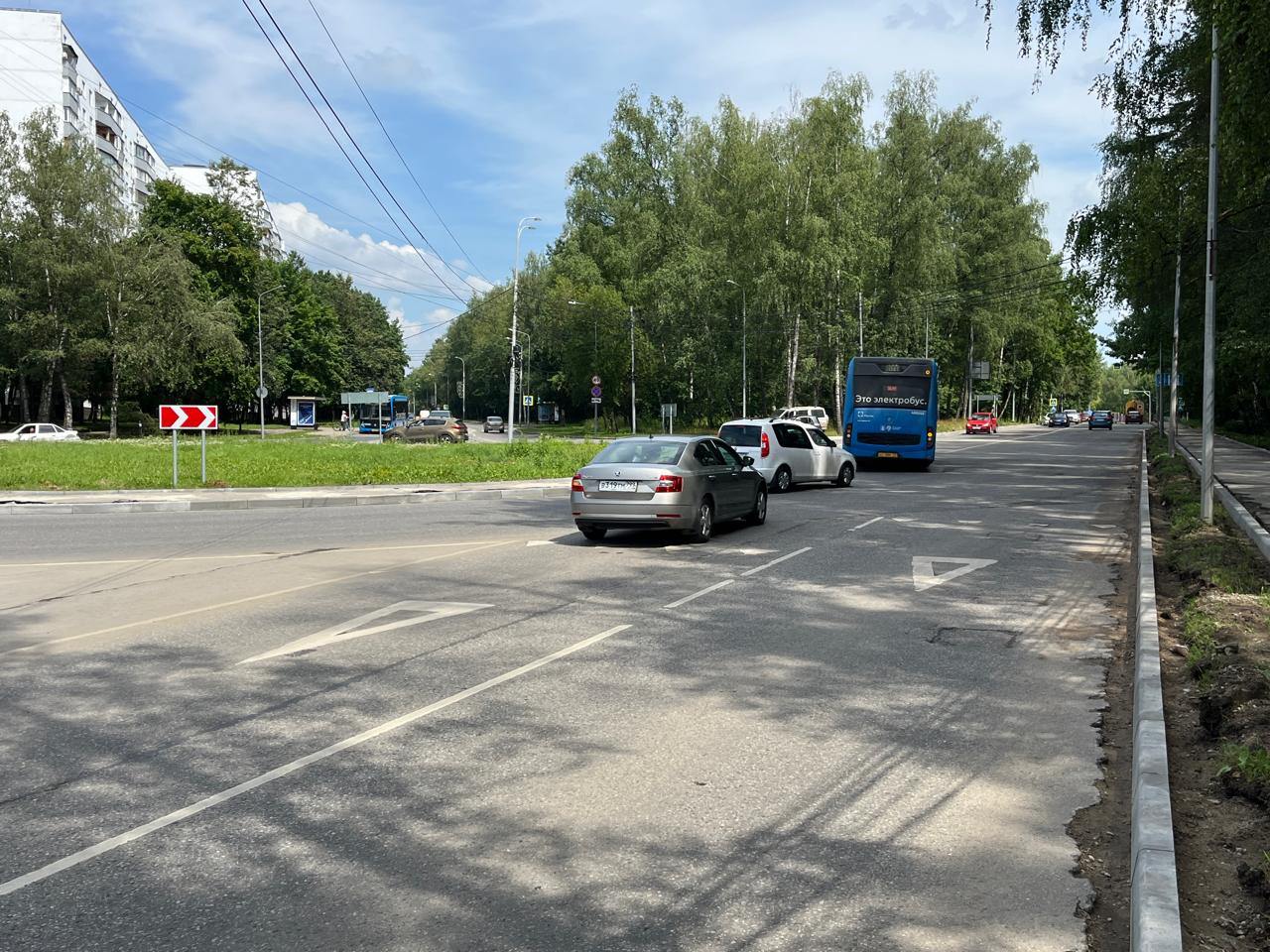 Работы выполняются на улице Центральная до 41-го километра Калужского шоссе. Фото: пресс-служба управы района Троицк